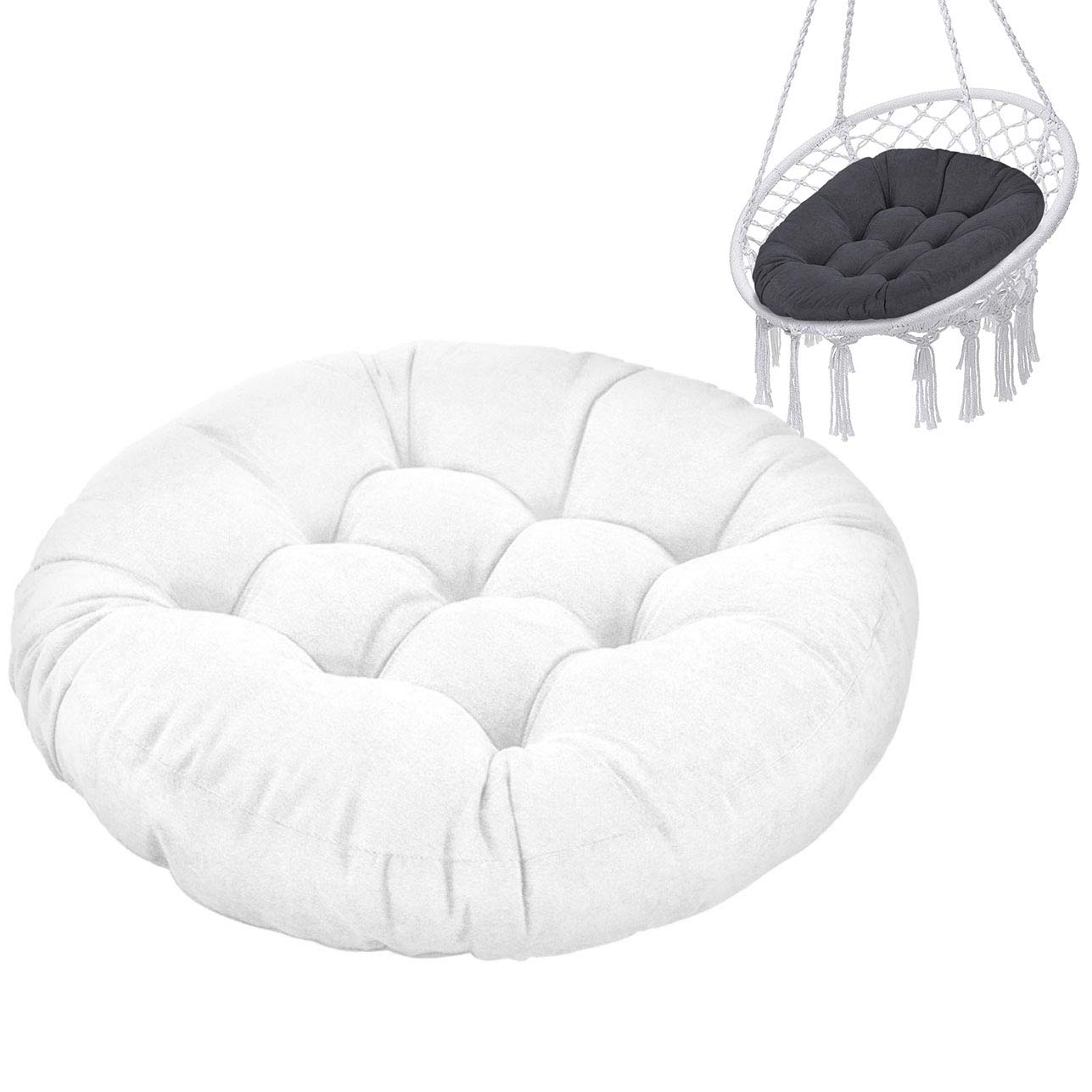 Ferocity Hängesessel Kissen, Polster Bodenkissen für Schwenksessel, Auflage für Baumwoll Hängeschaukel, Papasansessel, Hängekorb, Hängestuhl, Durchmesser 90 cm, Beige [114]
