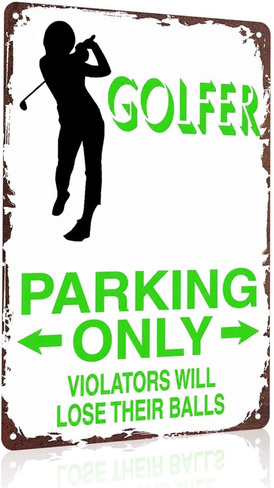 IDGTTLDF Golfer Parking Only Humorous Aluminum Sign for Driveway and Man Cave 8 X 12 in