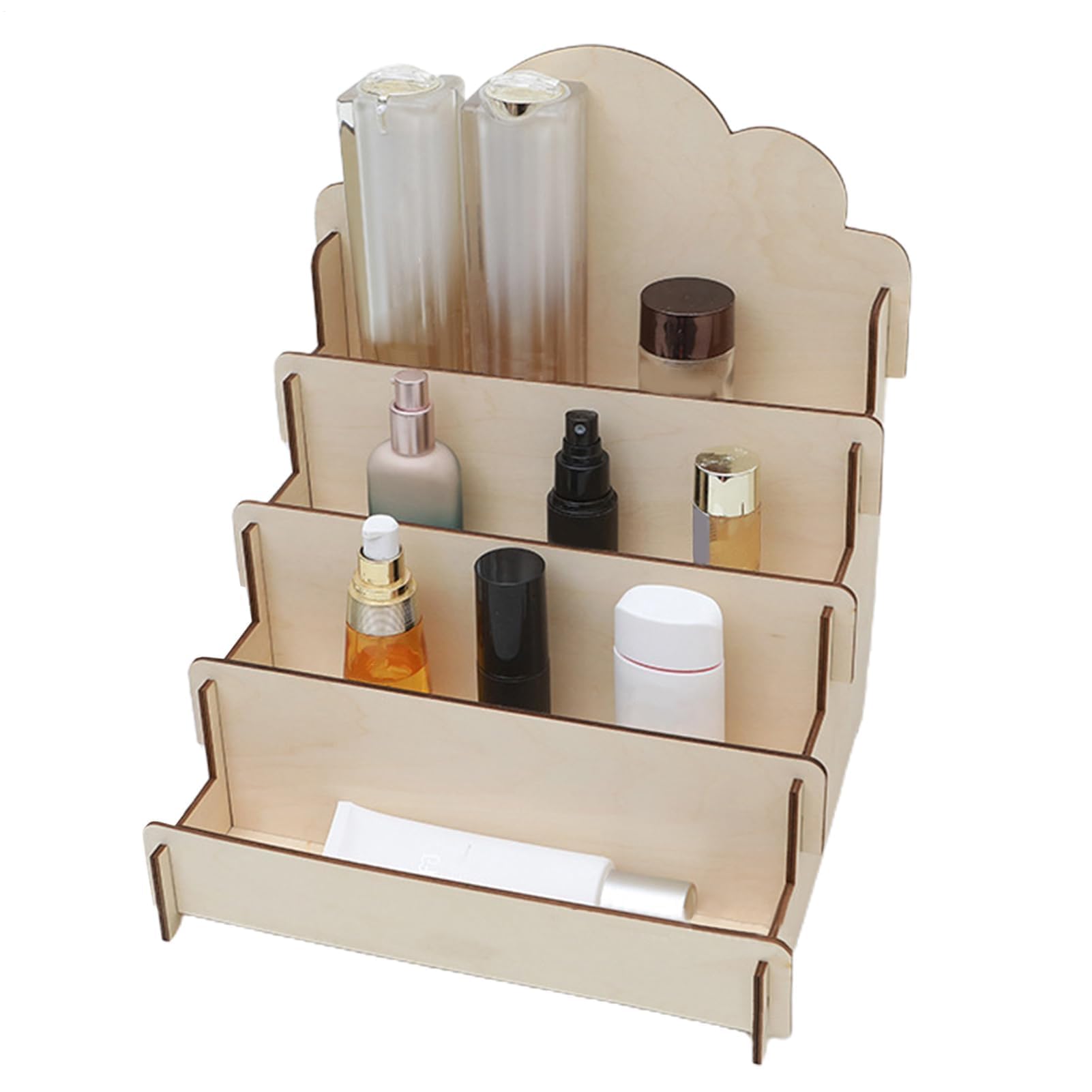 CWCQGH 4-Tier Wooden Display Stand for Greeting Cards & Stickers Sturdy Multifunctional Presentation Easel for Photos & Postcards Ideal Retail & Home Use
