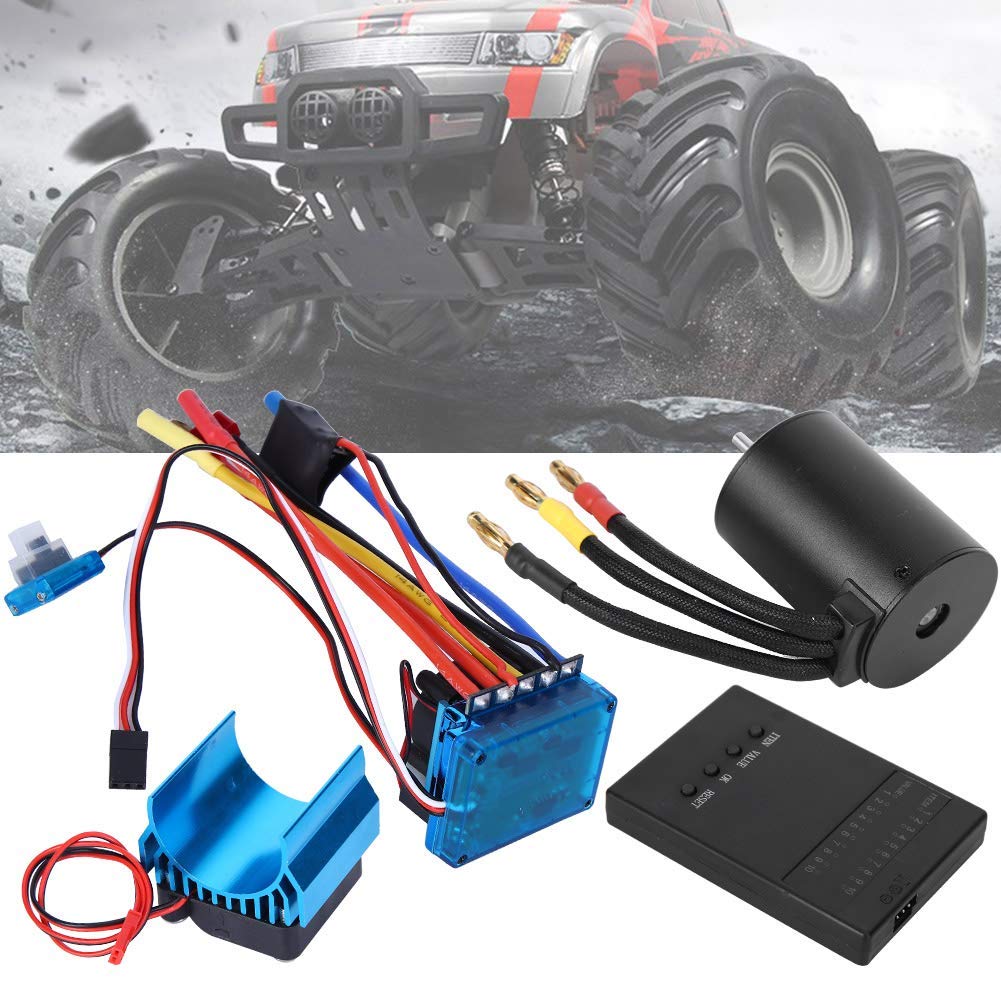 Bürstenloser Motor ESC, 80A Brushless ESC, 3650 Motor 4300KV, Kühlkörper, Programmkartenset, Fernbedienungsmotor für 1/10 RC Car Fahrzeuge