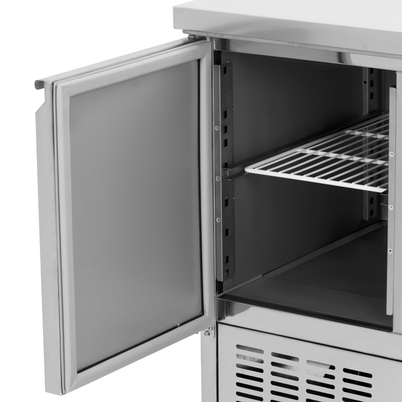 Royal Catering Table réfrigérée sur roulettes 240 l avec 2 compartiments 90 x 70 cm Classe C Inox - Table frigo Desserte réfrigérée Table froide