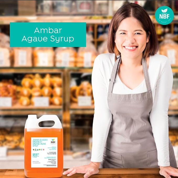 NBF, Agave Syrup, Organic, Nectar, Low Carb, Sugar substitute for baking, drinks & more, Family-friendly, Gluten free, Ideal for restaurants and industrial kitchens, Ambar, 176oz miniatura 4