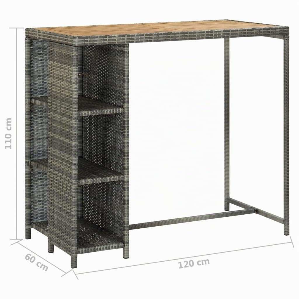 vidaXL Meuble de Bar de Jardin 5 pcs et Coussins Salon de Jardin Ensemble de Salle à Manger Mobilier de Patio Terrasse Extérieur Résine Tressée Gris