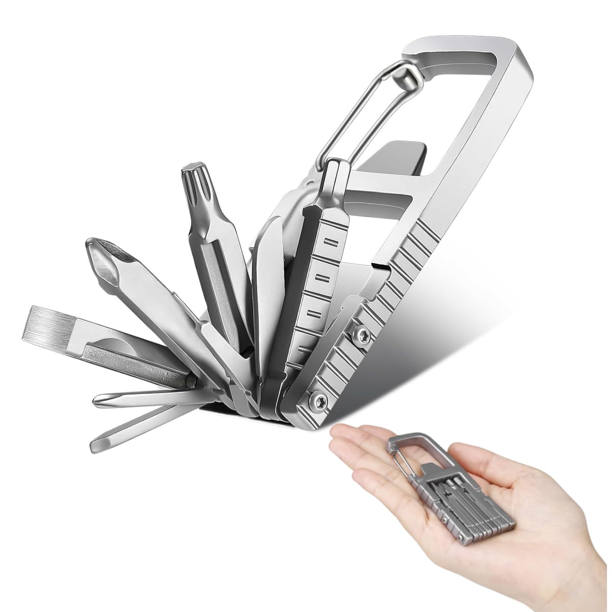 PengLAI Multitool Keyring - 12-in-1 Mini Multi Tool with Bottle Opener, Screwdrivers & Phone Stand | Compact Pocket Tool for Men, Dad Gifts & Outdoor Gadgets