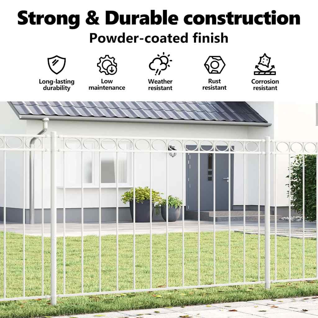 vidaXL Element ogrodzenia ASSEN 170 x 170 cm Stal Biały | Stworzony, żeby wytrzymać długo, Nie boi się żadnej pogody, Stylowy wygląd, który ożywia przestrzeń zewnętrzną