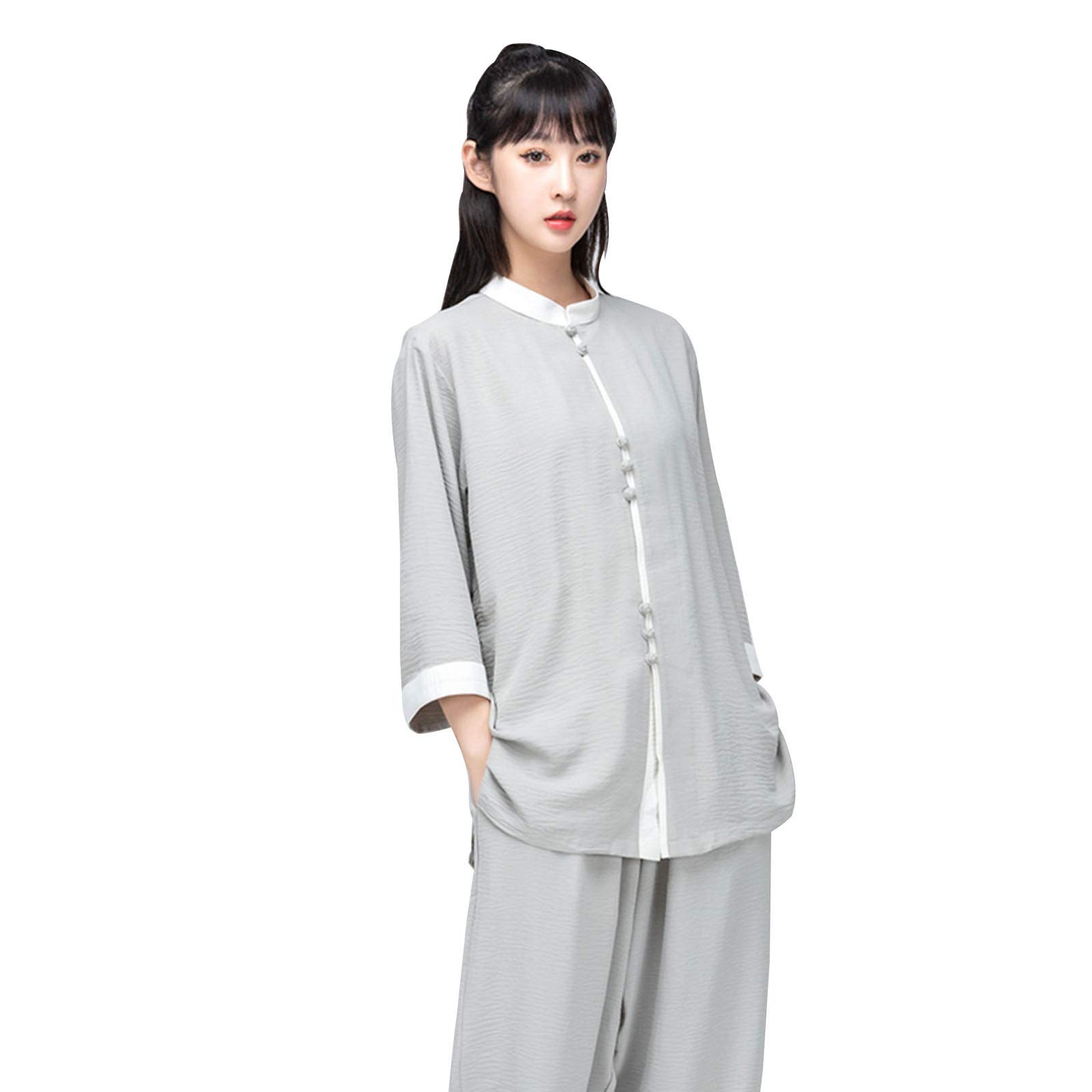 Tenue de Tai Chi blanc et gris pour l'entraînement quotidien en plein air