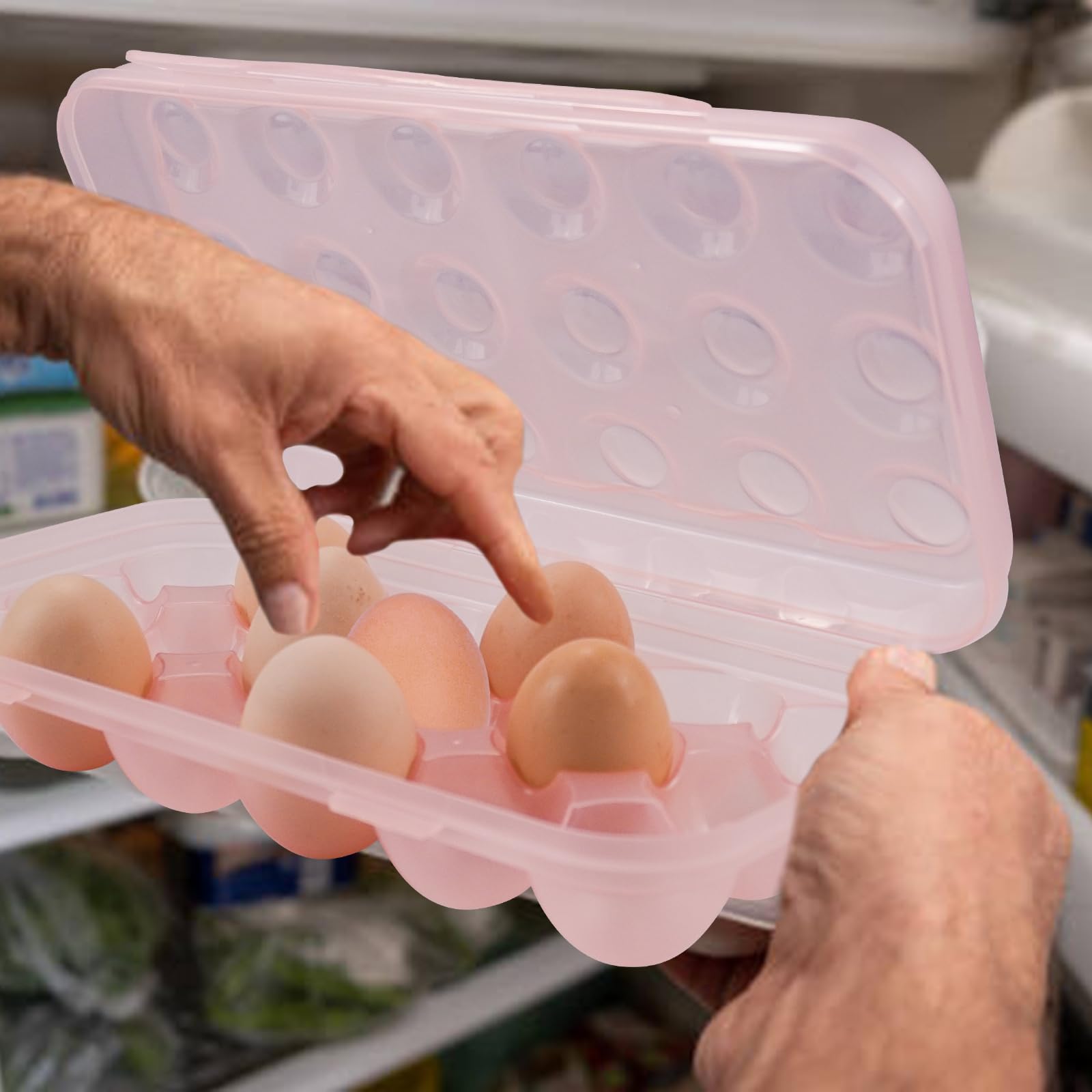 6 Portauova Per Frigo Impilabili - Contenitore Uova Trasparente Con Coperchio, 15.5x15x7cm - Foto 3
