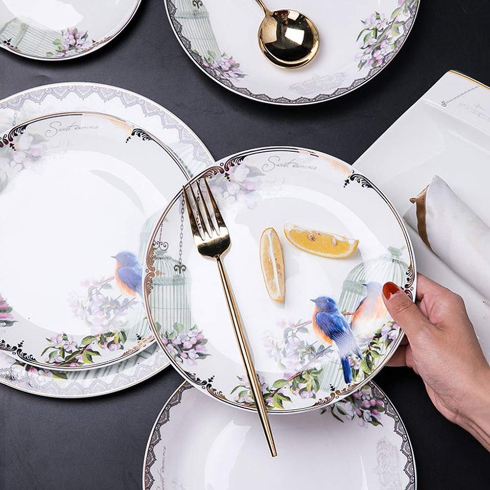 58-częściowy zestaw naczyń ceramicznych w stylu chińskim - eleganckie porcelanowe talerze i miski na rodzinne spotkania - kolekcja zastawy stołowej z porcelany kostnej