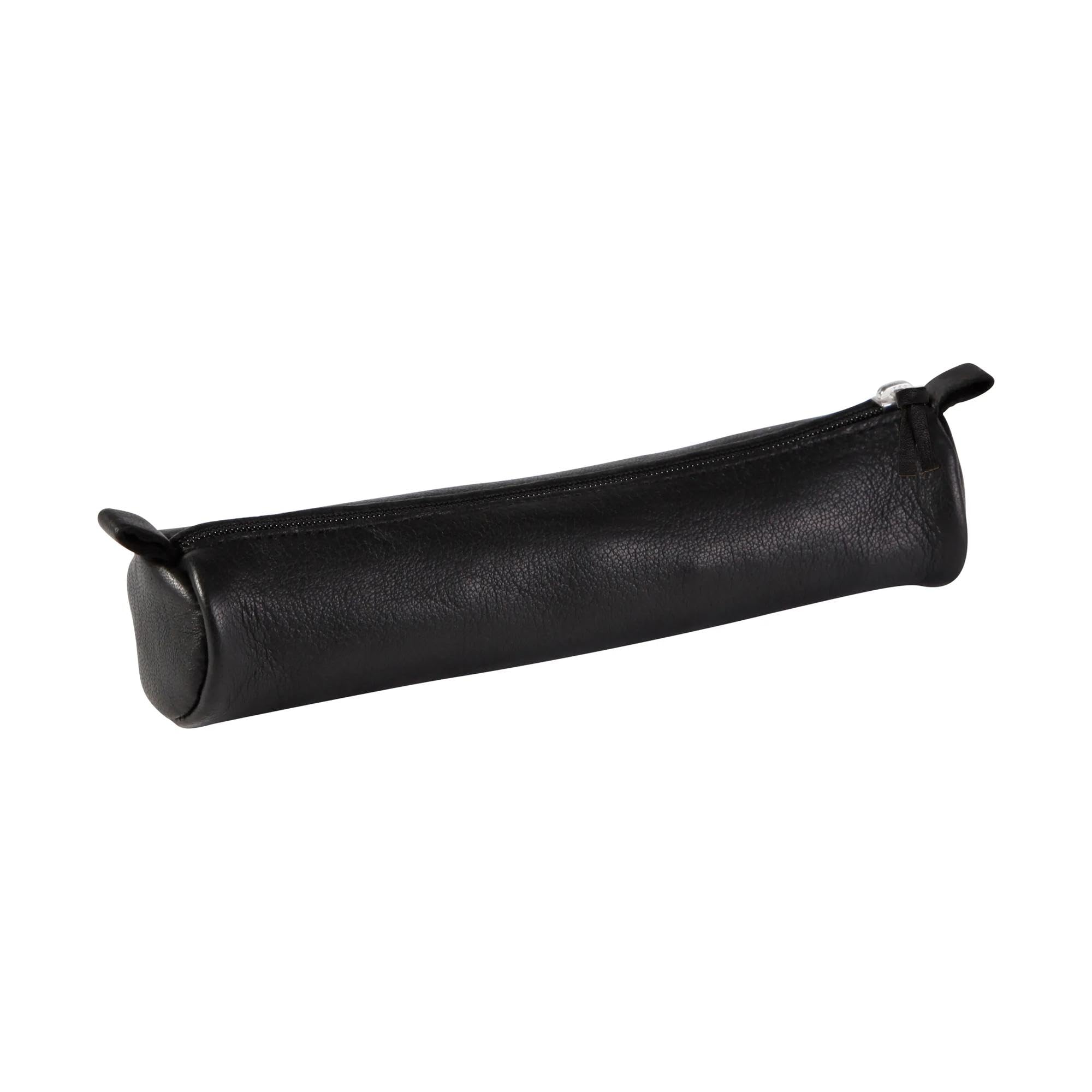 Clairefontaine 8324C - One Round Schoolbag - Dimensions: Ø 3,5 x 18 cm - Made of Genuine Lambskin Leather - Black Colour - Multi-Functional - Practical