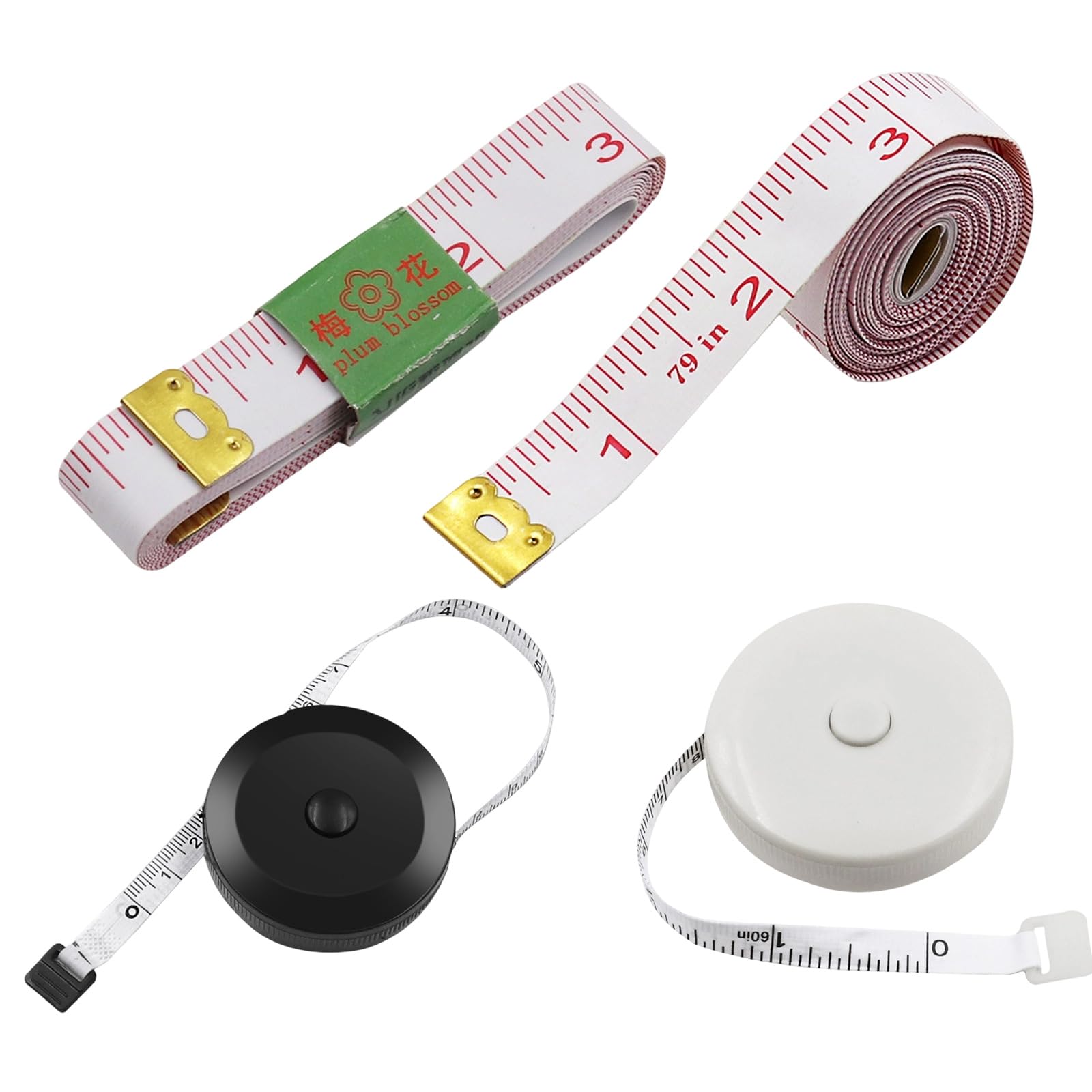 Utili strumenti misurazione Dispositivo in acciaio con ritorno a molla da 150 cm e nastro flessibile da 200 cm per lavori cucito, bricolage, artigianato, strumenti misurazione portatili
