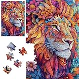 1000 Piece Large Jigsaw Puzzles for Adults: Fantasy Lion Animal Art - Colorful Challenging Educational Puzzle with Letters on Back for Mindfulness, Family Bonding & Home Decor