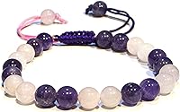 Vista 23 de Adjustable Crystal Bracelet – Gemstone Bead Bracelet with Adjustable Macrame String – Chic Gemstone Bracelet for Men and Women – 8mm Round Healing
