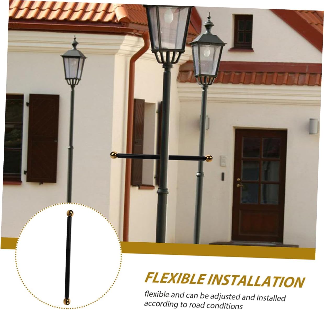 3pcs Lamp Post Arm Handle Replacement Flag Holder for Backyard Light Rest Support for Outdoor Use