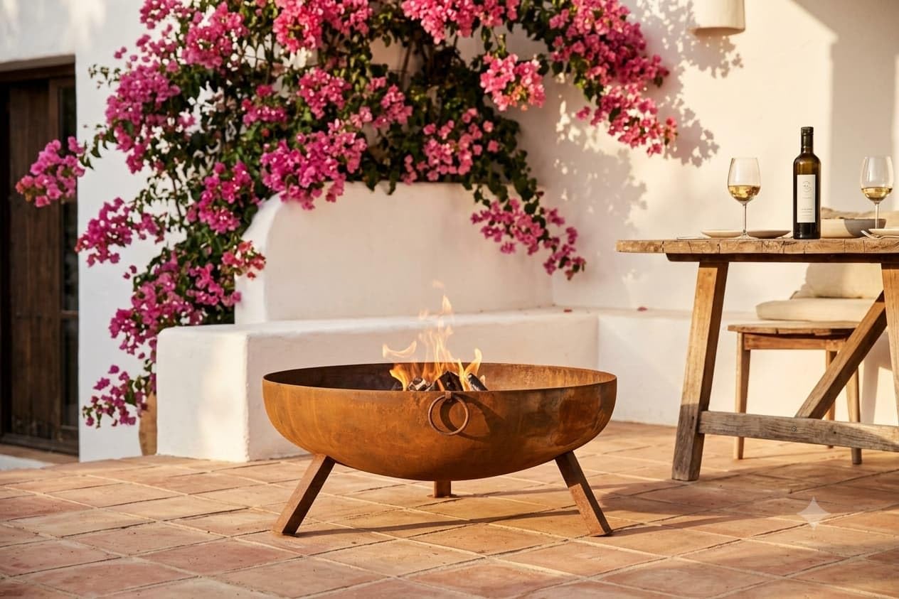 Feuerschale Cortenstahl 64 cm - 3mm Stahl, 15 kg - Rund, Wetterfest, Edelrost-Patina - Massive Feuerstelle für Garten und Terrasse - Favilla