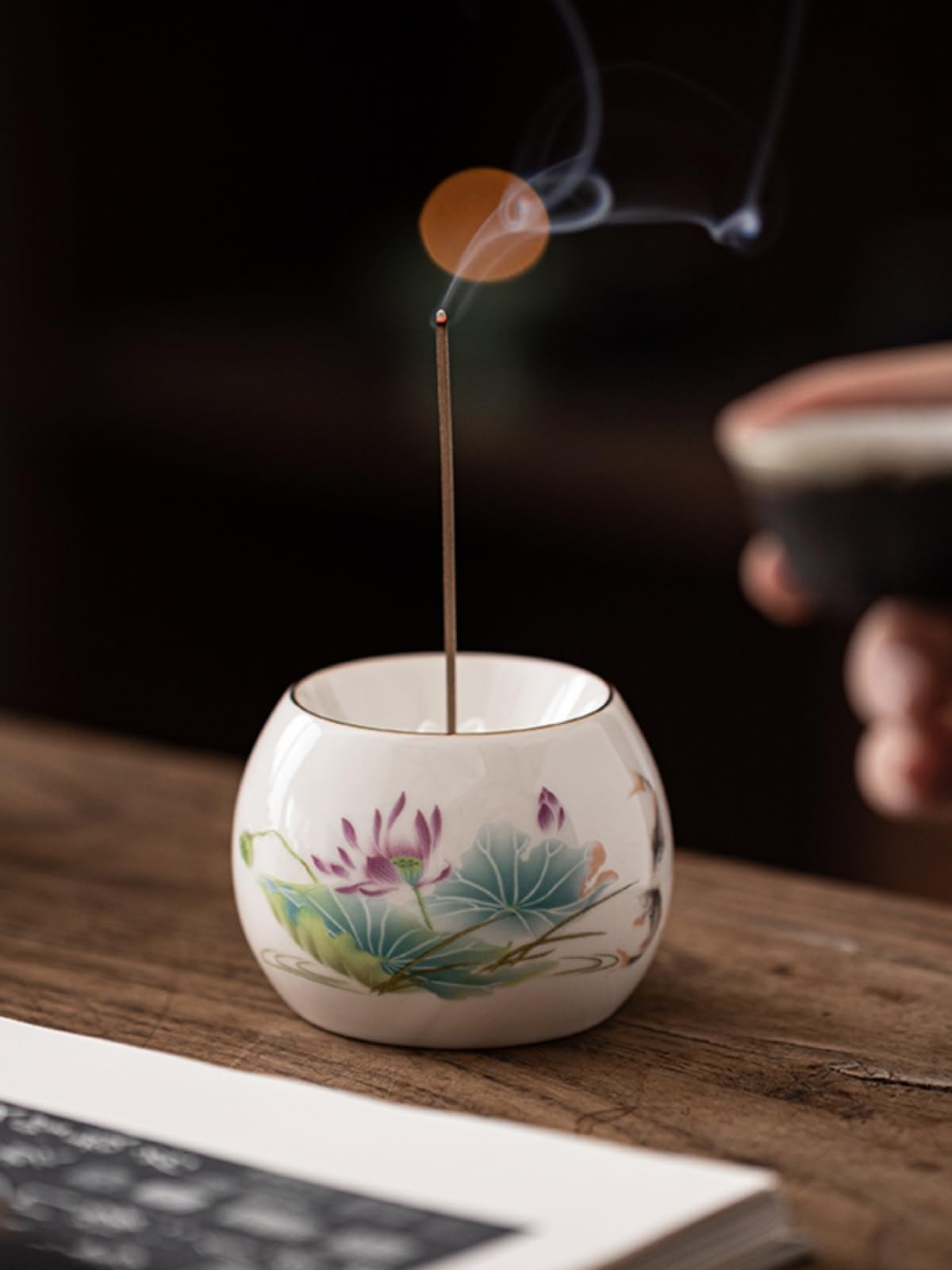 Portaincenso di Buddha Bruciatore di incenso in ceramica di loto Presa di incenso for interni Decorazione del forno for aromaterapia da tavolo Arredamento termale