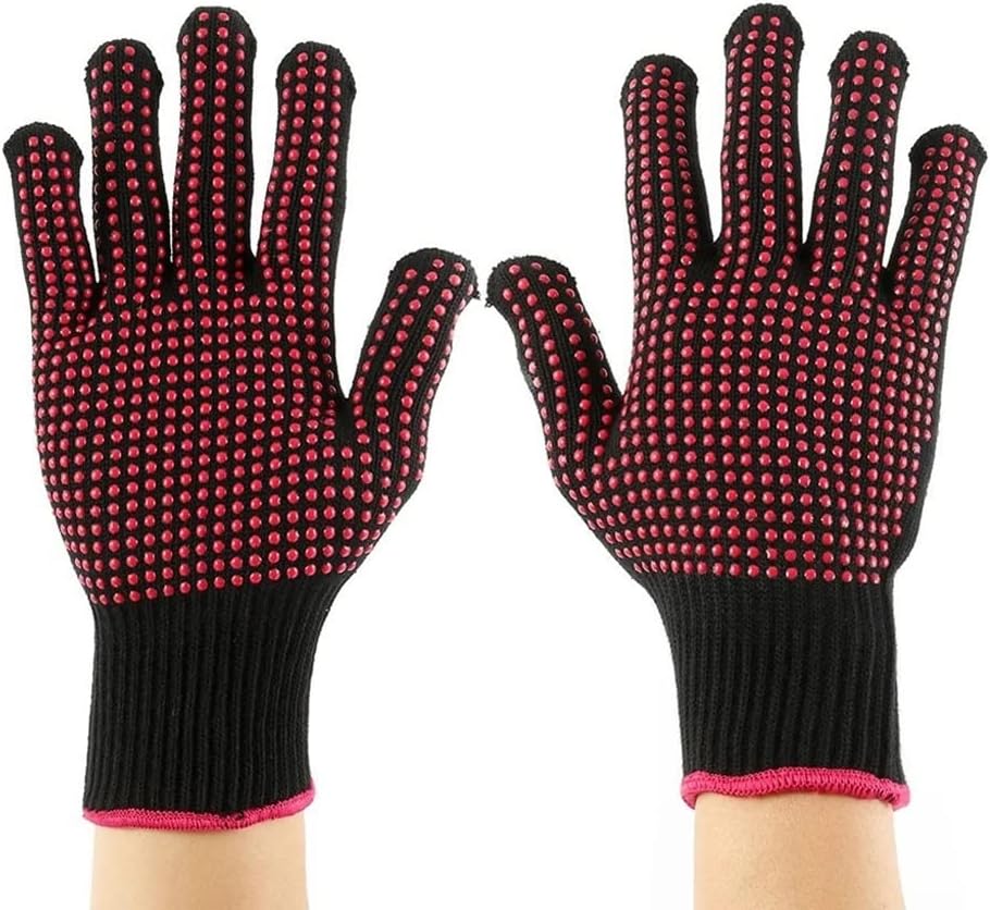 1 Pair Barbecue Glove Resistant Oven Gloves Kitchen Fireproof Gloves Anti-Slip Gloves Cooking(White-Dinosaur Doodle4)