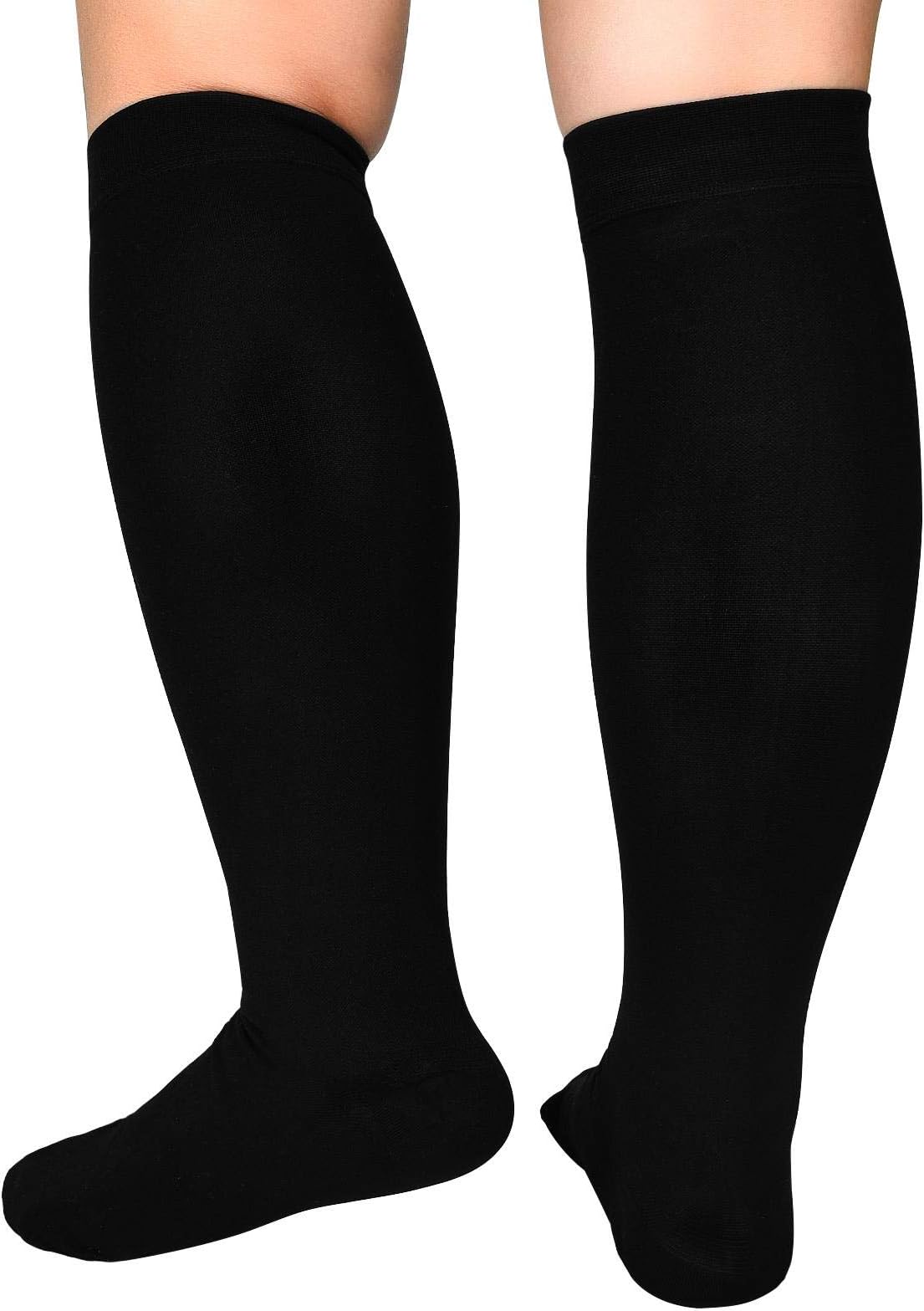 Extra Wide Calf Compression Socks for Women & Men, Plus Size Compression Socks 20-30 mmHg, Knee High Stockings to Prevent Swelling, Pain