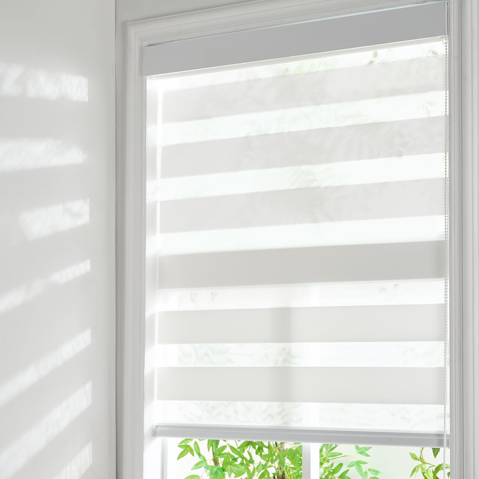 Zebra Roller Shades, Zebra Blinds for Window, Window Blinds for Indoor, Light Control Light Filtering for Day and Night, 36''W X 72''H, White