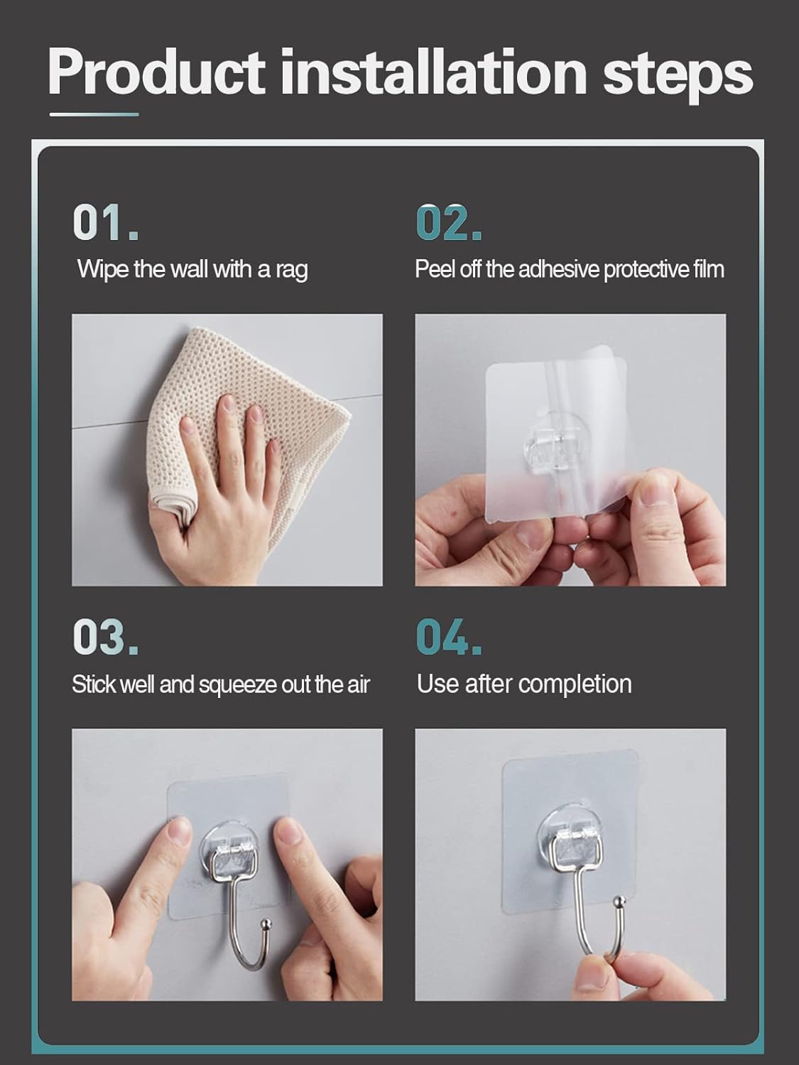 EKE 22Pack Large Sticky Hook Wall Weight Capacity 40Ib (max), Waterproof and rustproof, for Hanging Heavy-Duty Stainless Steel Towel and Coat Hooks, for Kitchen, Bathroom, Home and Office (22)