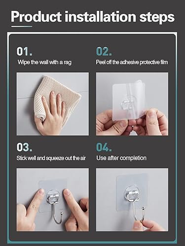 Miniatura 6 de EKE Paquete de 22 ganchos adhesivos grandes de pared con capacidad de peso de 40 libras (máximo), impermeable y a prueba de óxido, para colgar