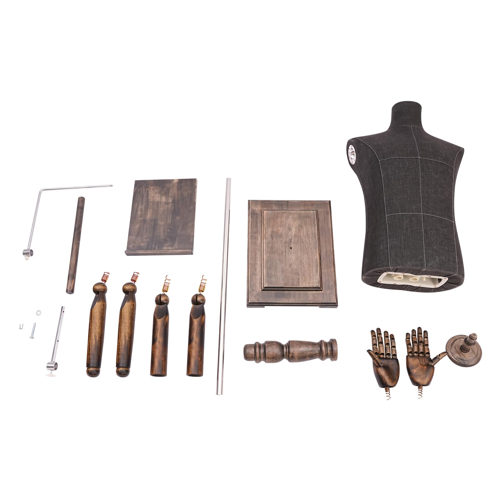 Mannequin de Couture pour Homme - Hauteur réglable - Buste pour Homme - avec Porte-Pantalon et Porte-Chaussures pour Exposer et Coudre (Marron)