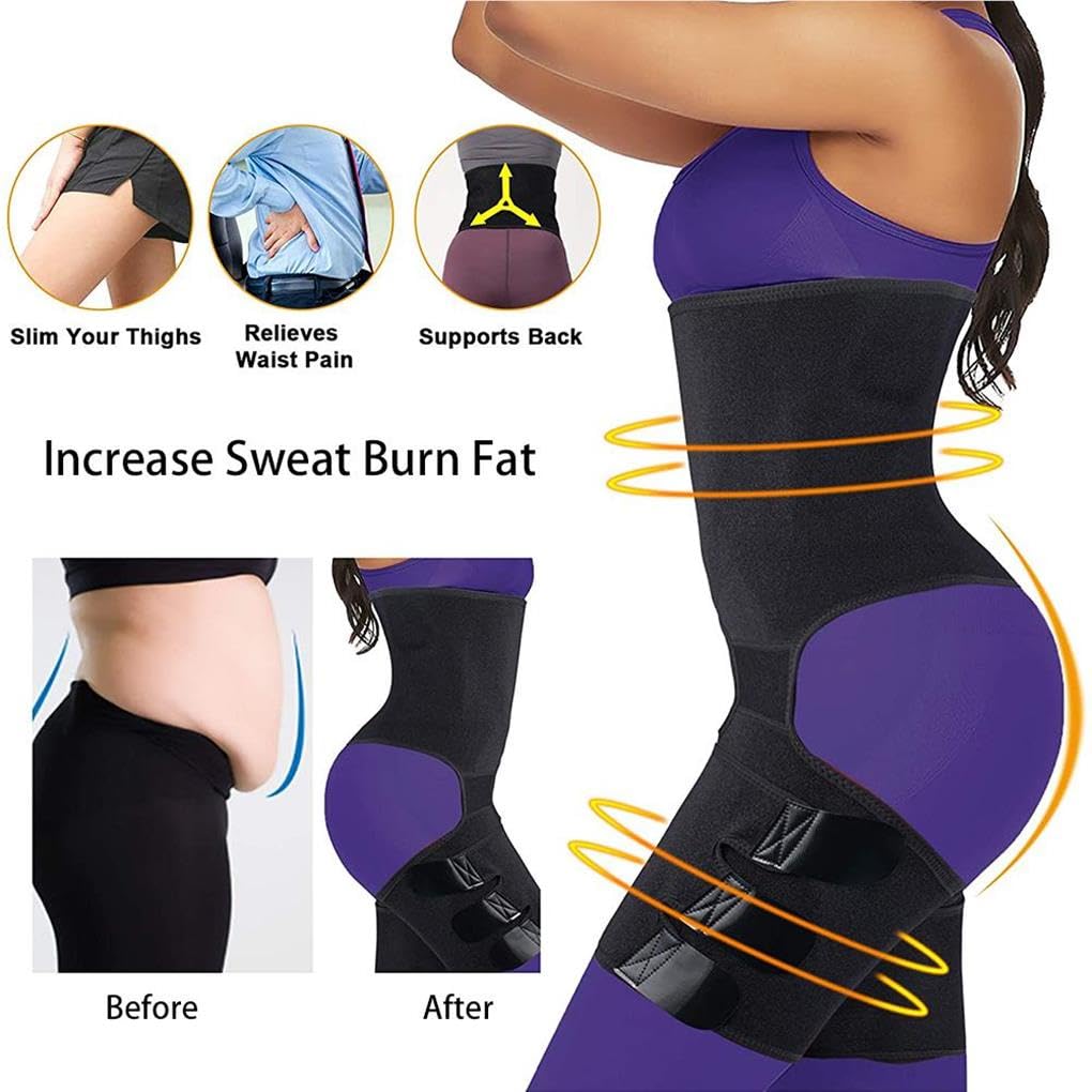 Geardeangloow Ceinture de sudation 4 en 1 pour sauna, ceinture amincissante avec rehausseur de fesses, ceinture d'entraînement réglable, respirante, amincissante, style 1