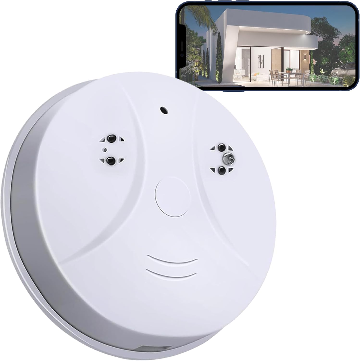Home Security Camera 1080P Indoor with Smoke Detector, Nanny Camera for Home Office