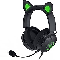 Razer Kraken Kitty V2 Pro – Cuffie RGB Cablate con Orecchie Intercambiabili da Gatto, Orso, Coniglio (Illuminazione Reattiva allo Streaming, Audio Surround 7.1) Nero