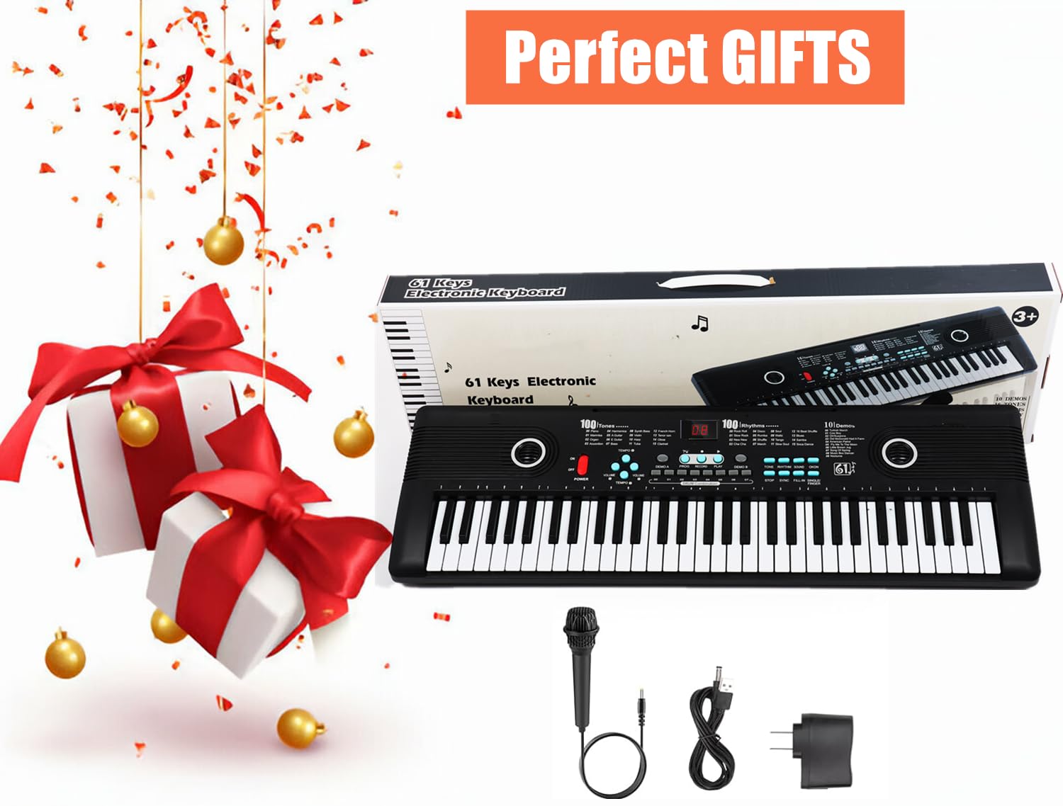 Keyboard Piano 61 Key Electric Digital Piano Music keyboard w/Microphone Portable Piano For Kids Beginner Birthday Christmas Gifts Pink: black 61 key piano