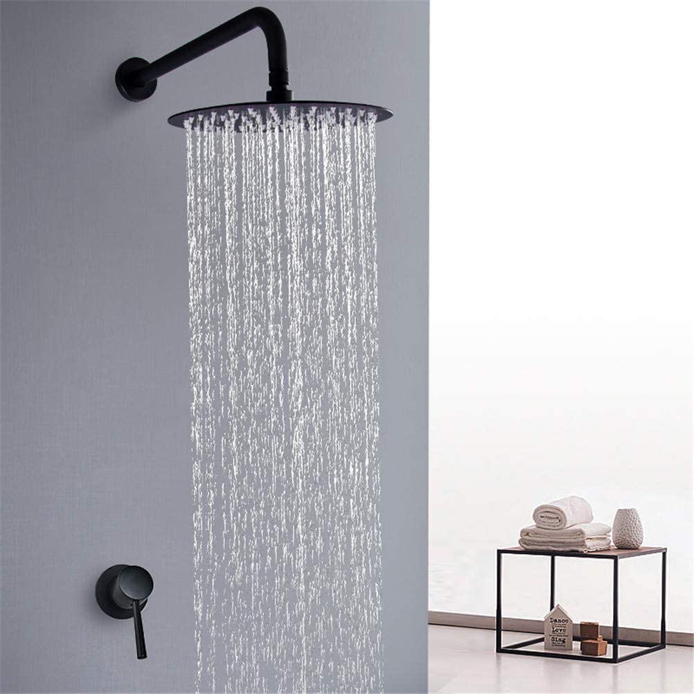NGDFGR Shower Set Bathroom Shower Faucet Gold/Black/Rome Brass Bathroom Faucet Mixer Tap Wall Mounted Rain Shower Head Bathtub Spout Shower Faucet Set,Rome,Black