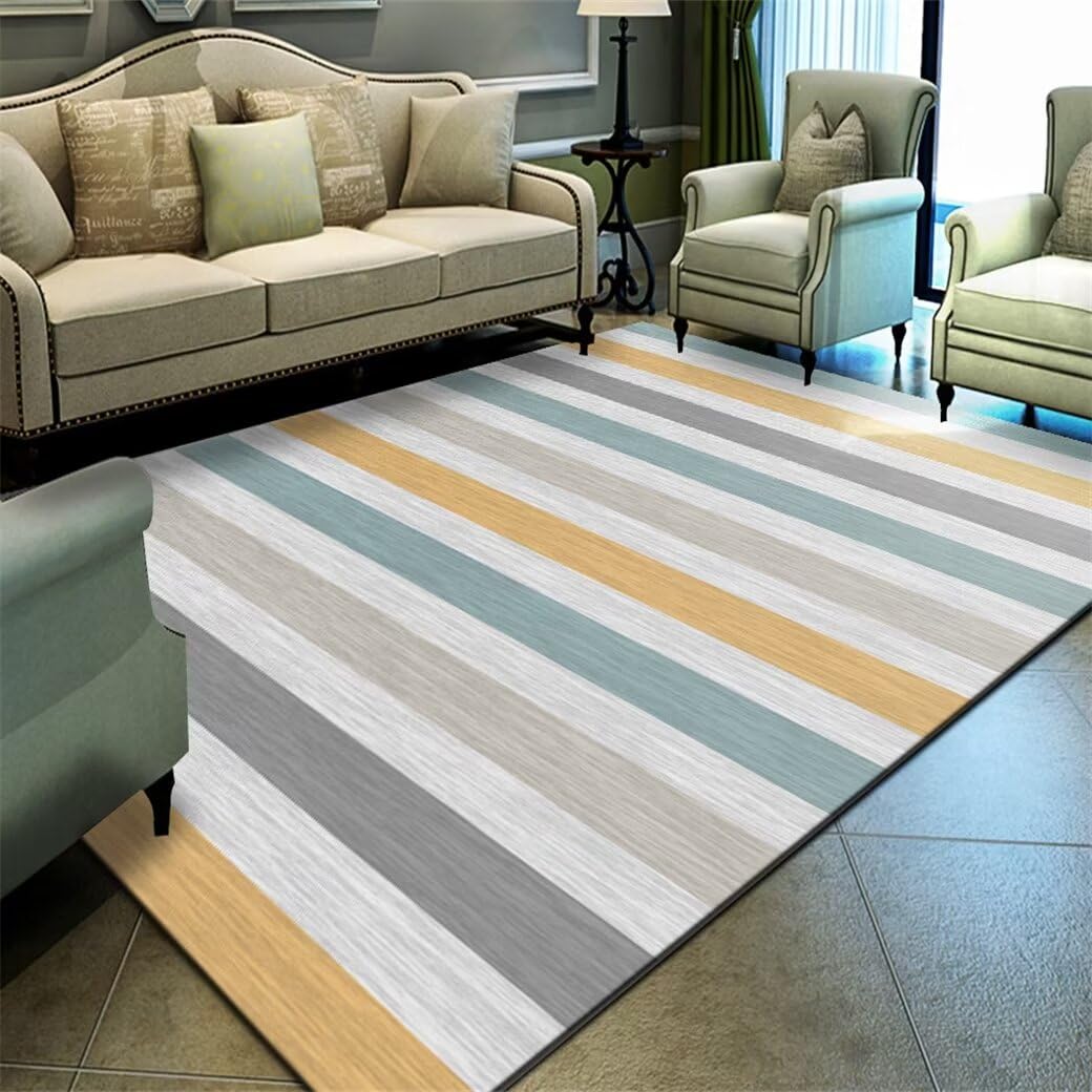 Tapis vinyl pour chambre durable lavable et anti-glisse bleu
