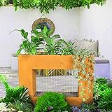 KÖHKO® Wasservorhang-Brunnen bepflanzbar mit LED-Beleuchtung Höhe 60 cm aus Cortenstahl mit Edelstahl-Pflanzkasten Wasserfall Wasserspiel Zimmerbrunnen 32002B