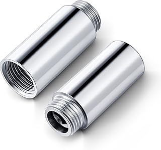 Amylove 2 Pcs Shower Head Extension Arm Stainless Steel Shower Pipe Extension 1/2pt Male to 1/2pt Female Thread Cast Pipe Fitting Coupler Adapter(2 Inch)