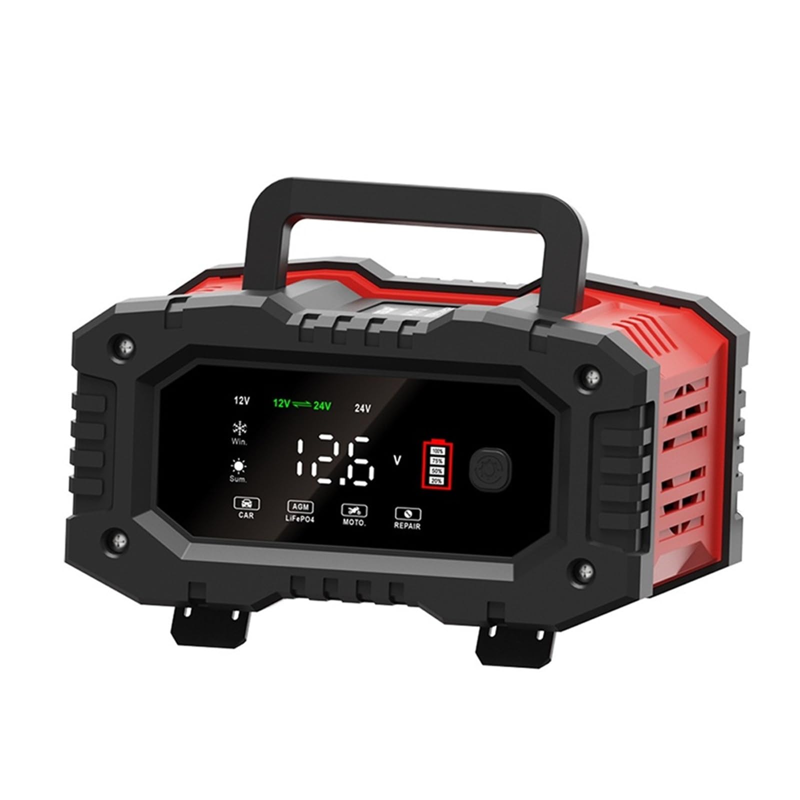 Ładowarka Baterii, 12 V/24 V w pełni automatyczna ładowarka akumulatorów 7-segmentowa inteligentna ładowarka samochodowa do naprawy impulsów(12V 24V 20A 10A)