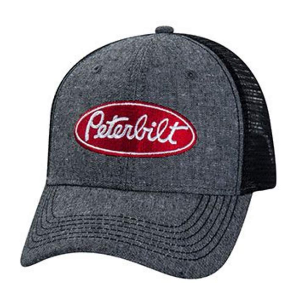 K-MusculoPeterbilt Trucks Denim Charcoal Gray Chambray Mesh Back Cap/Hat