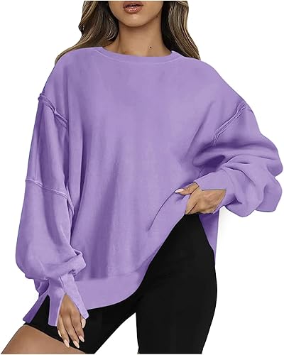 Camisetas para mujer, para otoño e invierno, a la moda, casual, elegante, ligera, con cuello redondo, de manga larga, ajuste holgado
