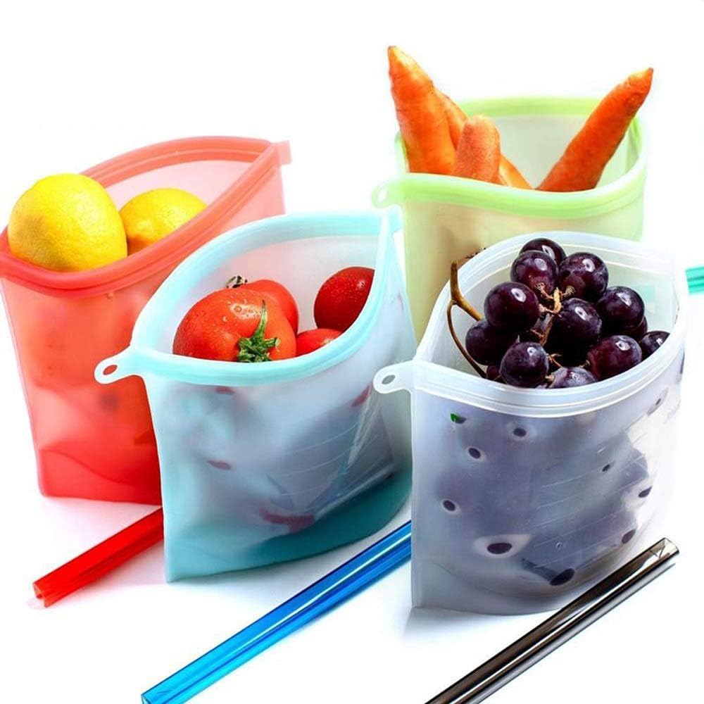 Food Storage Bag for Fridge Grain Sealed Pouch Transparent Bags Portable Stand up Silicone Bags for Food Storage, 1000 ml (1)-image-13