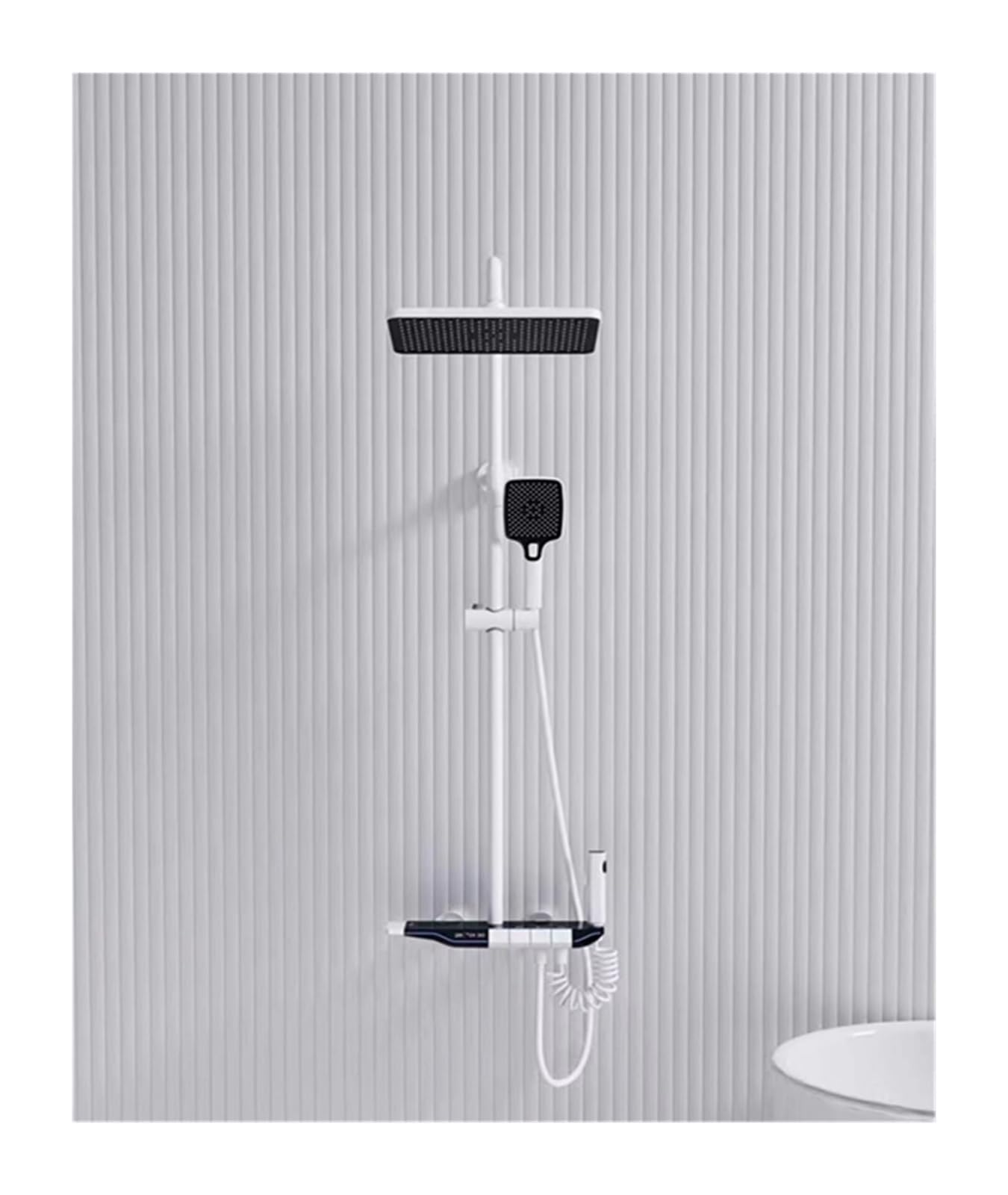 CVFRDD Bath Shower Faucet Set,Constant Temperature Digital Display With LED Light Gun Grey,Brass Bathtub Mixer Hot & Cold Tap Piano Key(Bianco)