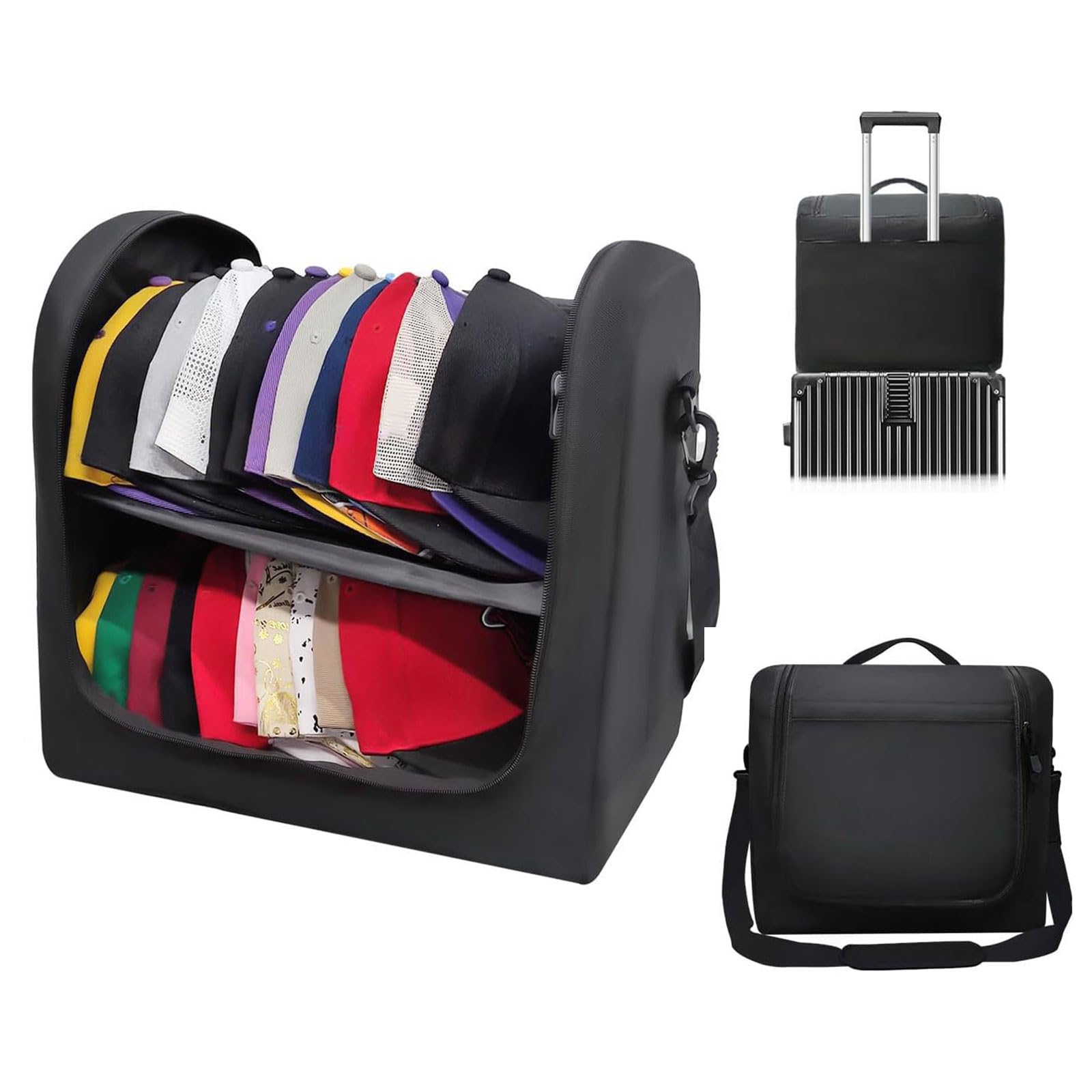 Tsophreniq Space Efficient Stackable Hat Bag for Baseball Caps Large Capacity Dustproof Portable Organiser for Travel Space Saving Cap Holder Stackable Portable Organiser for Baseball Caps Storage