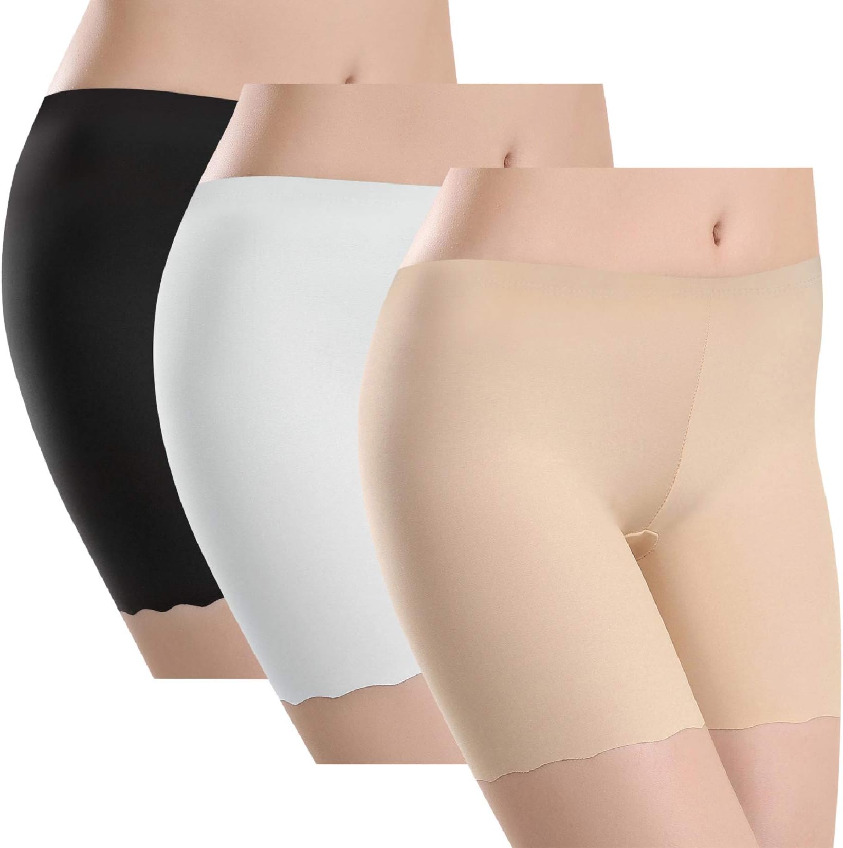 VoqeenAnti Chafing Shorts Women Chub Rub Shorts, 3Pcs Cycling Shorts Women Seamless Panties Slip Shorts Underwear Soft Safety Pants Knickers for Under Dress