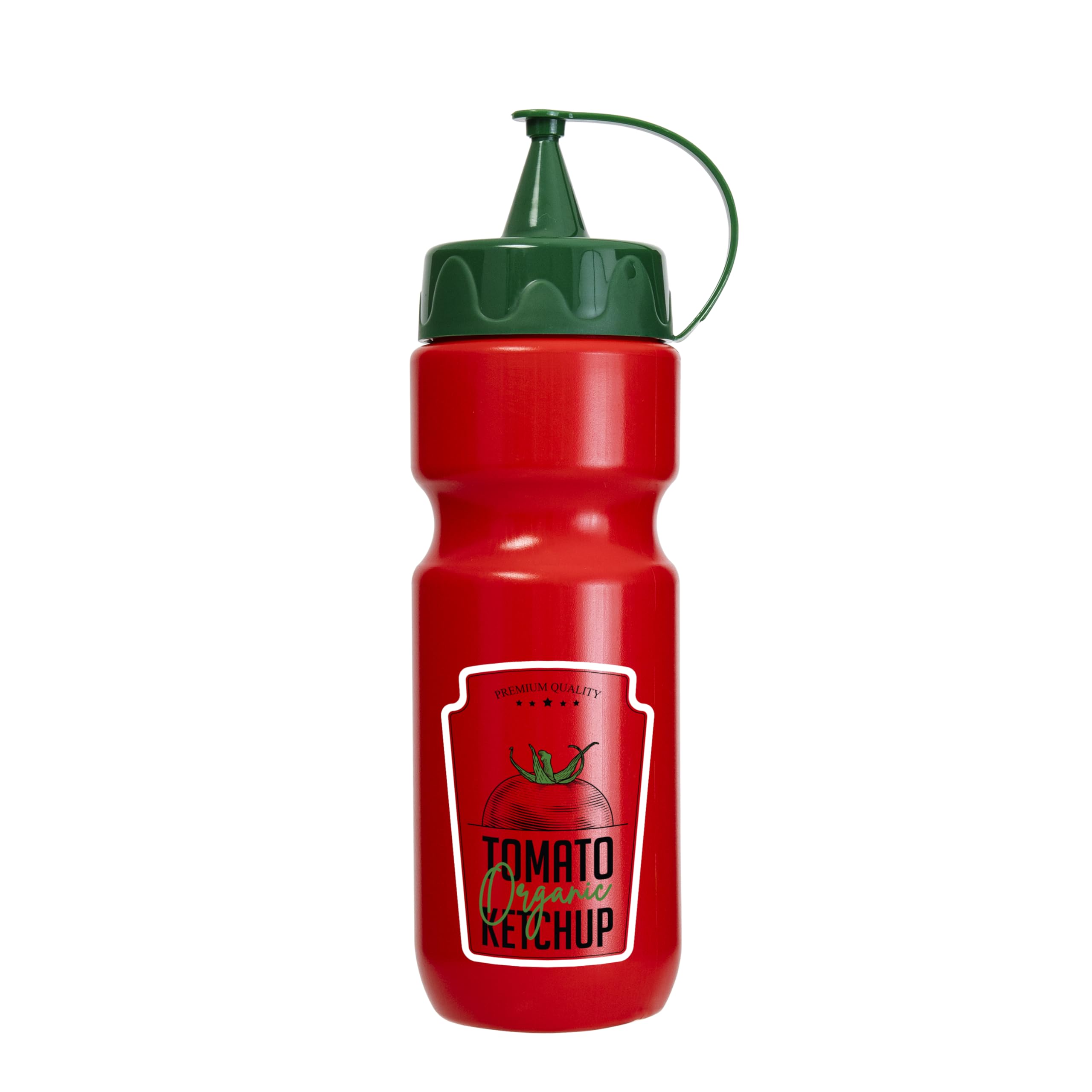 Solmazer Herevin 660ml Decorated PE Squeeze Bottle - Red-Tomato Ketchup Design - Flexible, Strong, and Food-Safe Condiment Bottle