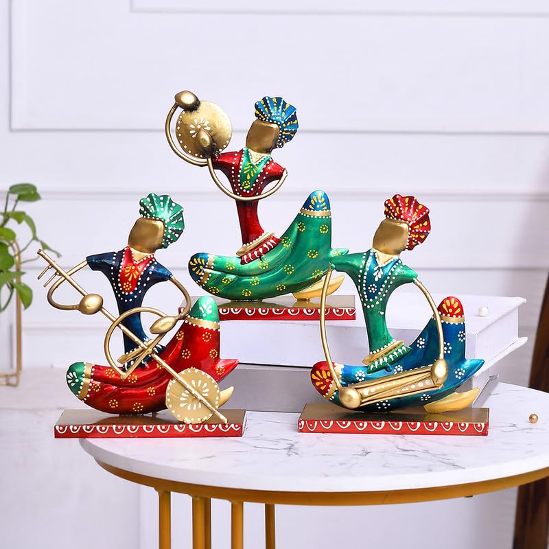 Handcrafted Metal Nagpuri Musician Statue Traditional Indian Musician Showpiece Home & Office Decoration