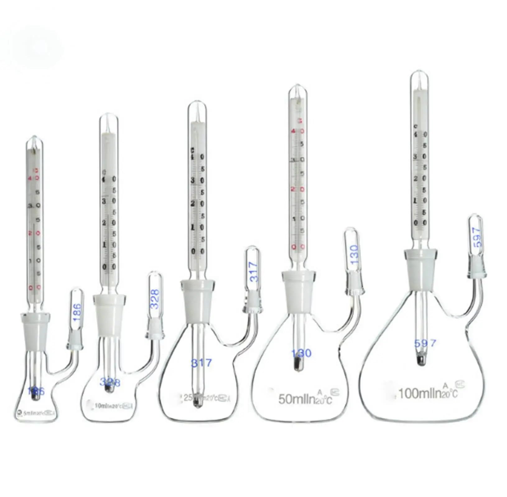 Termómetro de vidrio con capacidad de 5 ml/10 ml/25 ml/50 ml/100 ml, picnómetro, botella de gravedad específica, clase A, laboratorio de ciencias.(10ml)