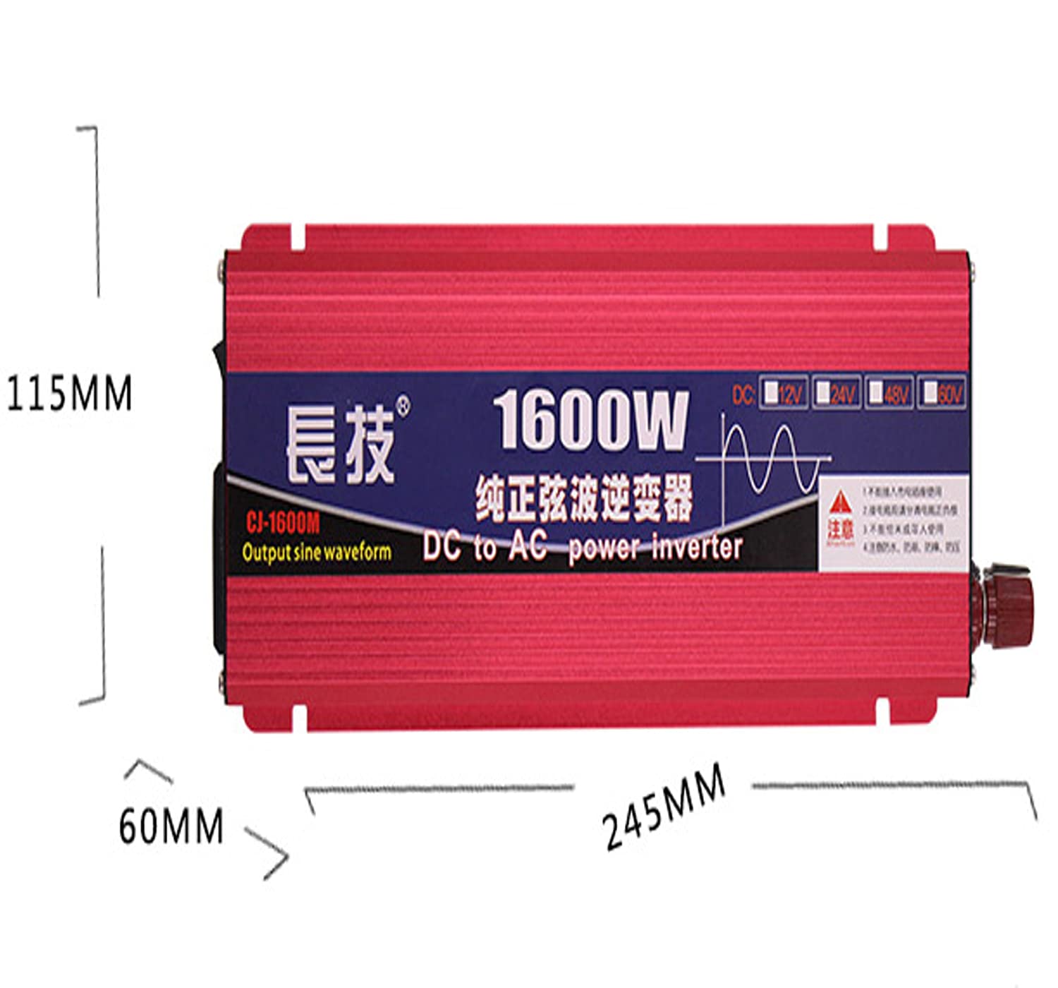 Falownik samochodowy 1600 W 2200 W ładowarka samochodowa DC 12 V 24 V 48 V 60 V do AC 220 V 230 V 240 V auto czysta fala sinusoidalna interfejs przetwornica napięcia przetwornik do samochodu/laptopa (1600 W, 24 V)