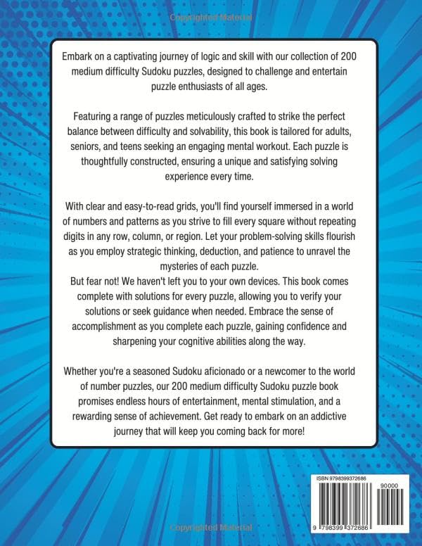 Miniatura 2 de Sudoku 200 Medium Difficulty Puzzles for Adults, Teens, and Seniors