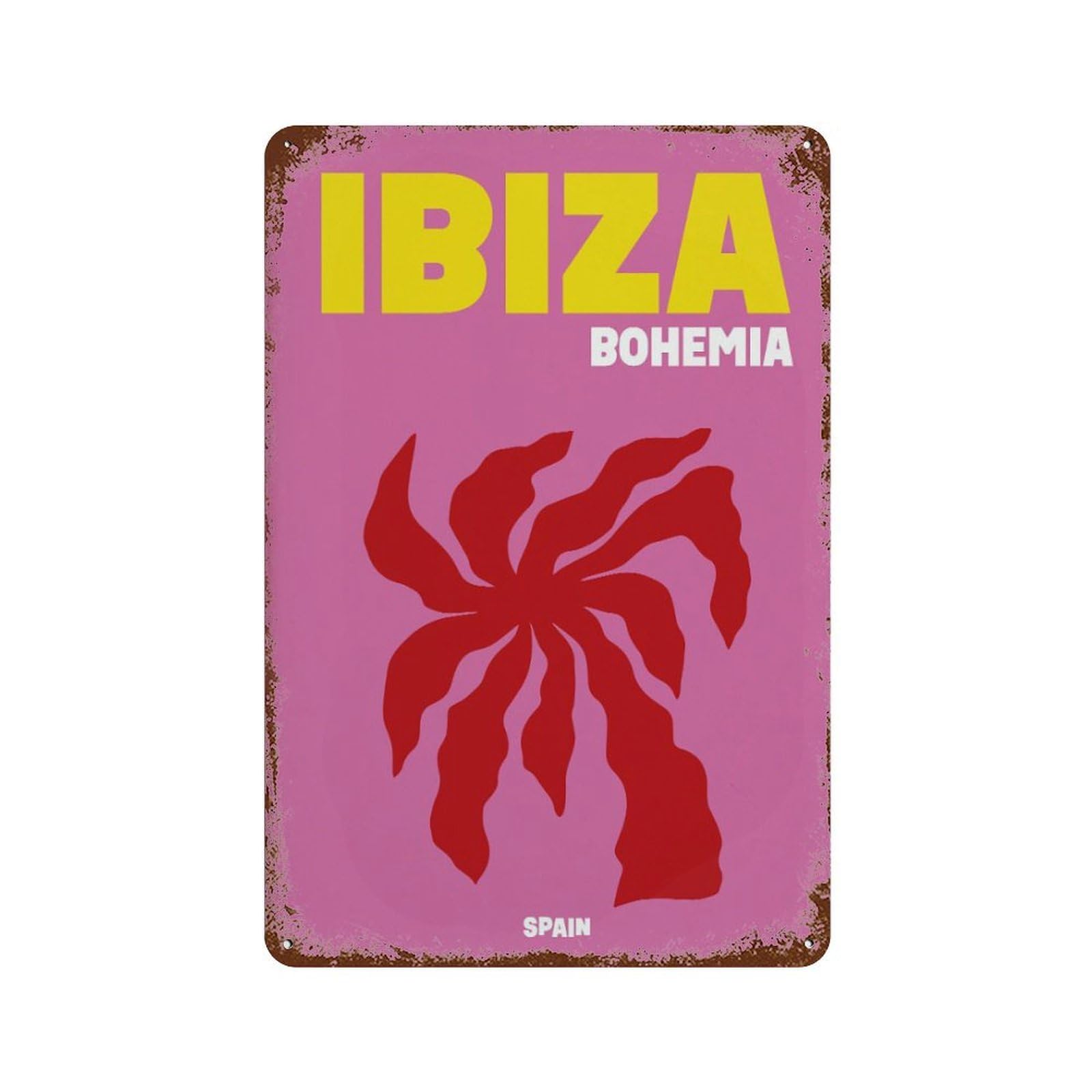 xiaoxiaoshen Ibiza Bohemia Colorful Travel Maximalist Wall Decor Art Metal Tin Poster Modern Home Decor Art Home Bar Shop Decorations Vintage Sign 30x20cm