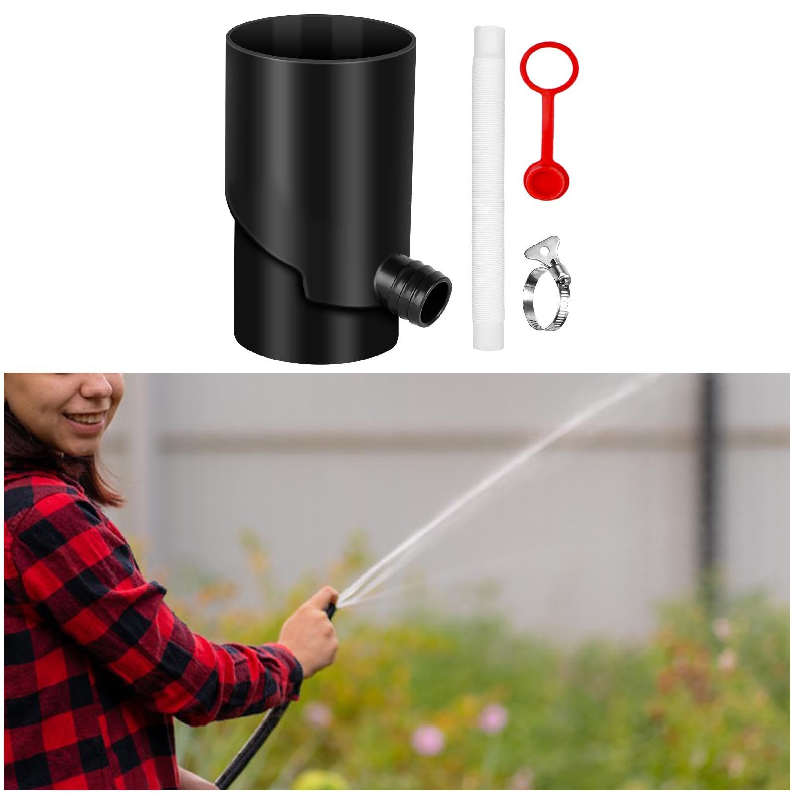 Deviatore per, di Raccolta dell'Acqua Piovana, Deviatore per Barile di Pioggia, Deviatore per Acqua Piovana per Giardino, Prato, Nero, 10 cm