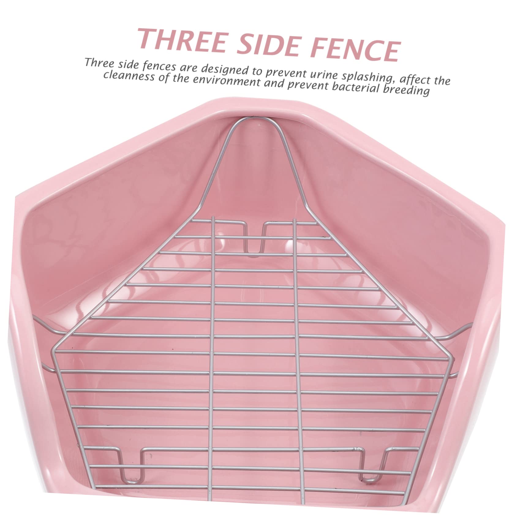 Mipcase Inodoro de Cerámica Antideslizante Rejilla Desmontable para Conejos y Cobayas Pentagonal Caja de Baño Rosa para Mascotas Pequeñas
