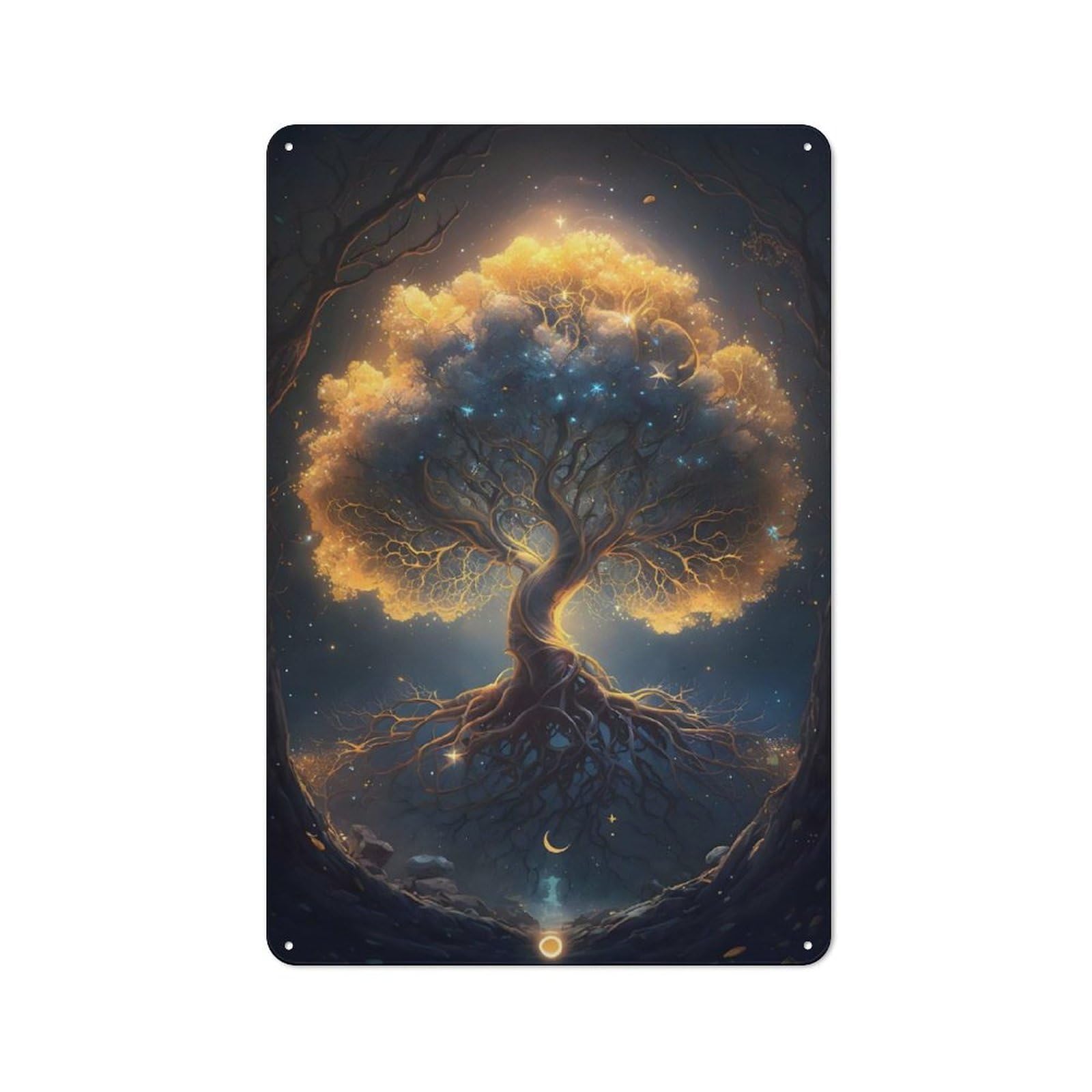 Junmoney Cosmic Tree Of Life Retro Metal Sign 30X20cm For Garage Wall, For Home Interiors And Metal Sign Collectors