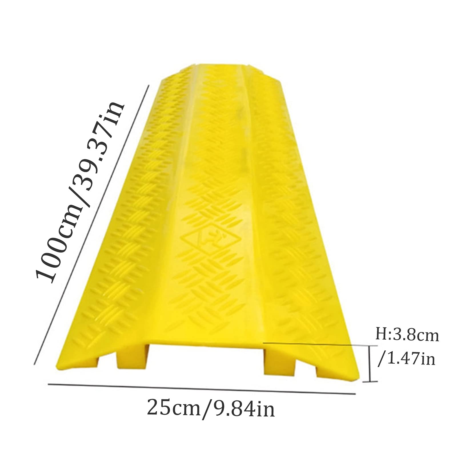 Copertura per rampa di protezione per cavi in PVC resistente, protezione gialla per cavi 100 x 13 x 2 cm, capacità 3000 libbre, soluzione per la gestione dei cavi da pavimento per la sicurezza